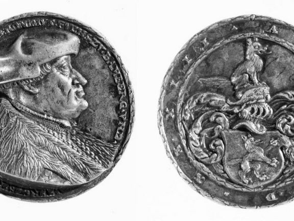  Matthes Gebel, Hieronymus Fuchs von Schweinshaupten, 1533 (verso: Brustbild, recto: Wappen) 