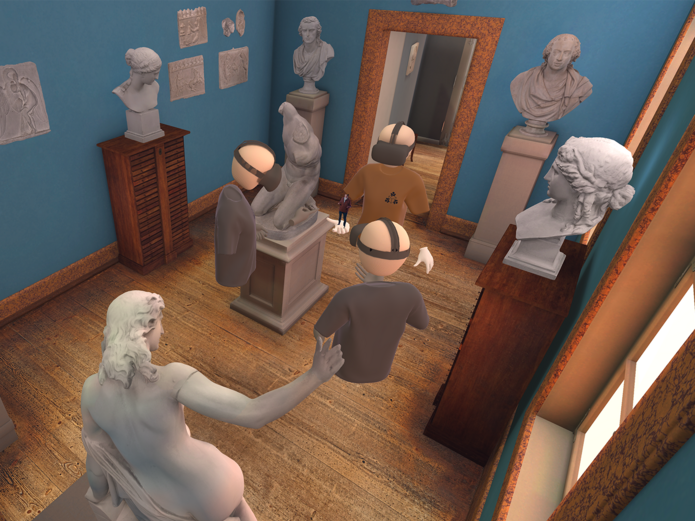 Zwei Avatare in der digitalen Rekonstruktion des Brückenzimmers.