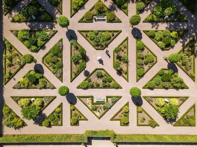 Blick von oben auf den Amorgarten