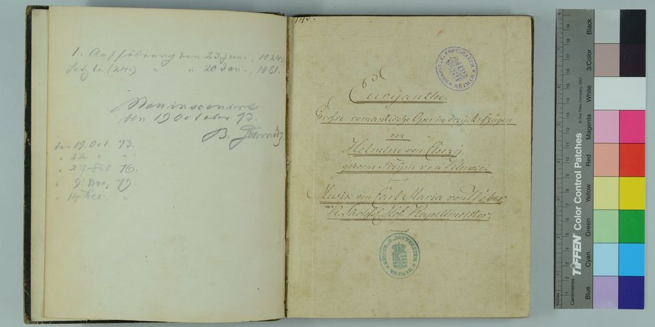 Digitalisat des Titelblatts der Oper „Euryanthe“ von Carl Maria von Weber 