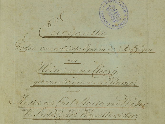 Digitalisat des Titelblatts der Oper „Euryanthe“ von Carl Maria von Weber 