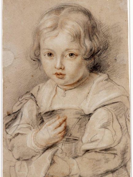  Peter Paul Rubens, Bildnis der Tochter (Susan) des Balthasar Gerbier, 1629/30, Rötel, schwarze und weiße Kreide 