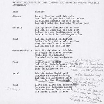 Textskizze zum Walpurgisnachtstraum aus dem Entstehungsprozess