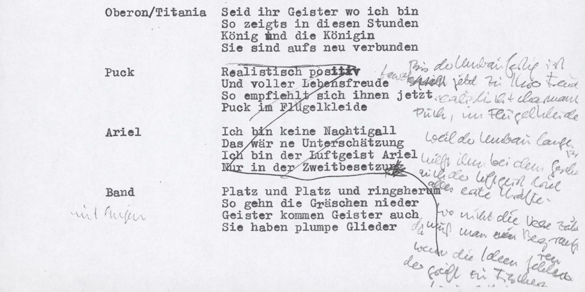 Textskizze zum Walpurgisnachtstraum aus dem Entstehungsprozess