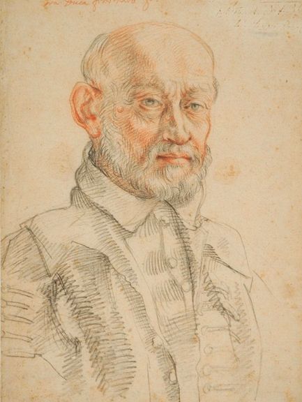 Bildnr. I/18: Sigismondo Coccopani (1583–1642), Bildnis des Girolamo Mercuriale (1530–1606), um 1600, Rötel, schwarze und braune Kreide
