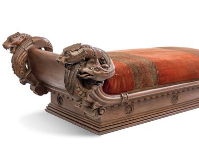 Hugo von Ritgen (Entwurf), Liege aus der Neuen Kemenate der Wartburg, 1858/59, Friedrich Hrdina (Ausführung), Dauerleihgabe Wartburg-Stiftung Eisenach