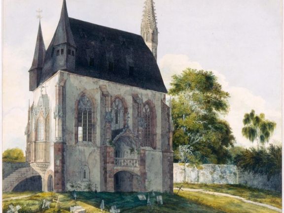  Carl Philipp Fohr, Die Totenkapelle in Kiedrich, um 1814, Aquarell, Feder in Schwarz 