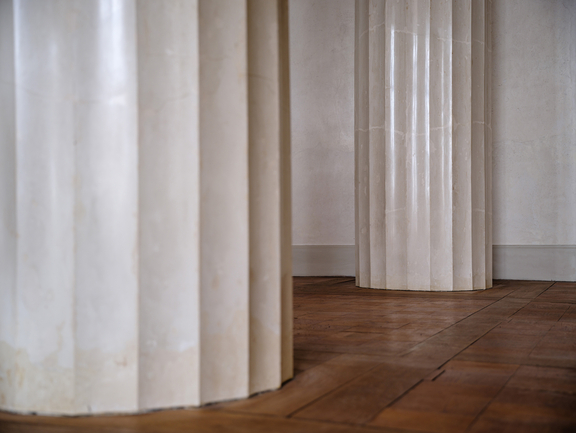 Bases of large white marble columns