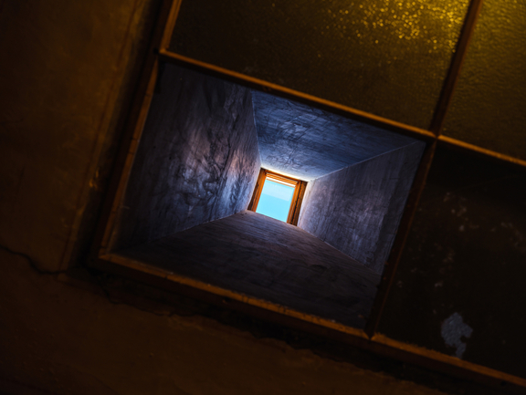 View of a light shaft in the castle