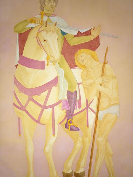  Salvatore Mangione, gen. Salvo, Selbstbildnis als Hl. Martin, 1973, Aquarell 