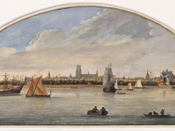  Gerrit Battem, Ansicht von Rotterdam von Süden her, 1662/63, Aquarell und Gouache 