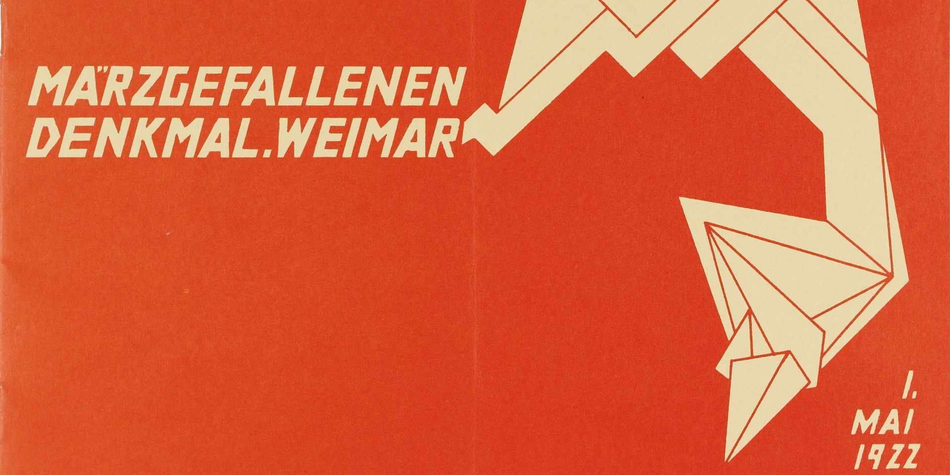 Stilistische Abbildung des Märzgefallenen-Denkmals auf roten Hintergrund