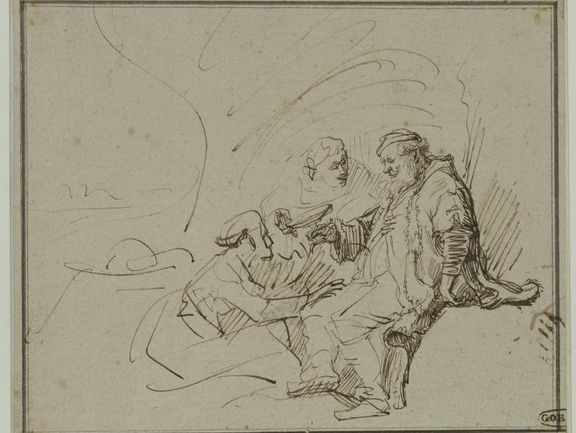  Rembrandt Harmensz van Rijn, Lot und seine Töchter, um 1635, Feder und Bister 