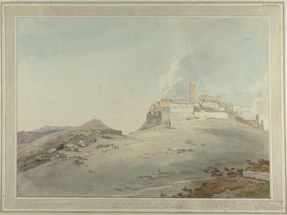  William Pars, Die Akropolis vom Museion aus gesehen, 1777, Aquarell, Feder in Braun 