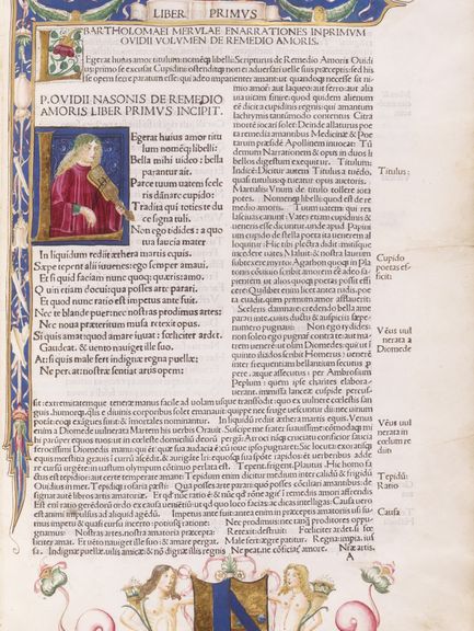»De remedio amoris« - Ovid: Ars amandi, Teil 2 - Venedig: Johannes Tacuinus, 1494 - Illustration: Meister des Rimini-Ovid - Druck auf Pergament.