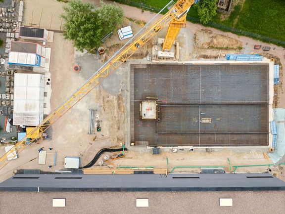 Draufsicht auf Bewehrung der Decke über dem Keller