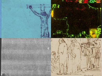 Collage mit vier Beispielen aus dem Forschungsprojekt: "Kennerschaft heute". Die wissenschaftliche Erschließung der niederländischen Zeichnungen