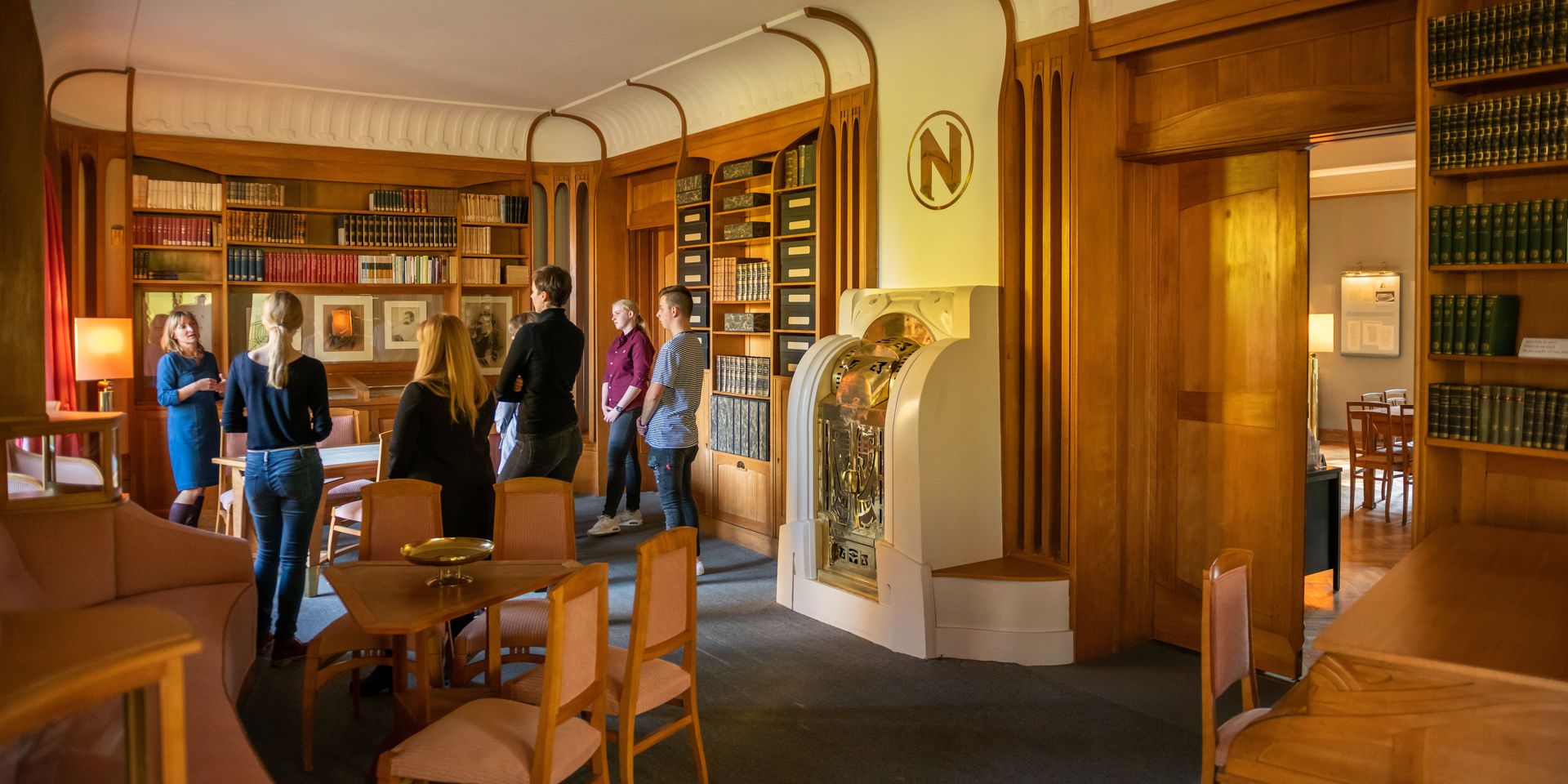 Library and lecture room with interior furnishings by Henry van de Velde