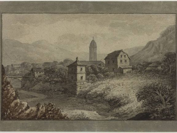  Johann Wolfgang von Goethe, Schillers Garten in Jena, April 1810, Feder und Pinsel