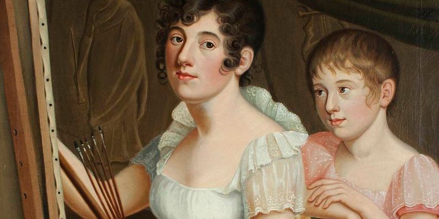 aroline Bardua, Johanna Henriette Schopenhauer mit ihrer Tochter Luise Adele vor der Staffelei