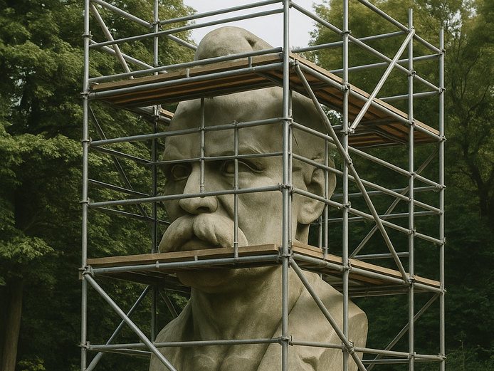 Baustelle "Nietzsche-Büste", KI-generiert, 2025