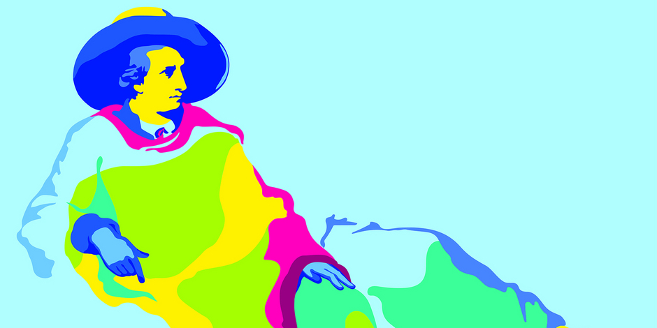 Goethe wird modern in knallig bunten Farben gezeigt
