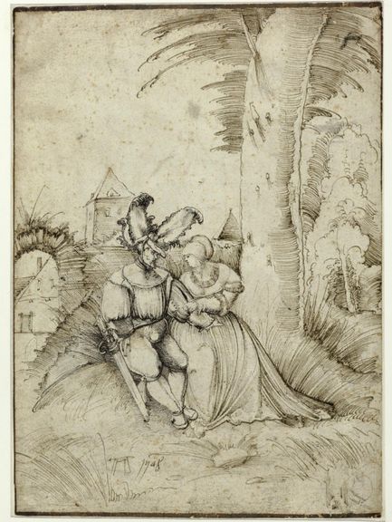  Albrecht Altdorfer, Liebespaar unter einem Baum, 1508, Feder in Schwarz und Braun 