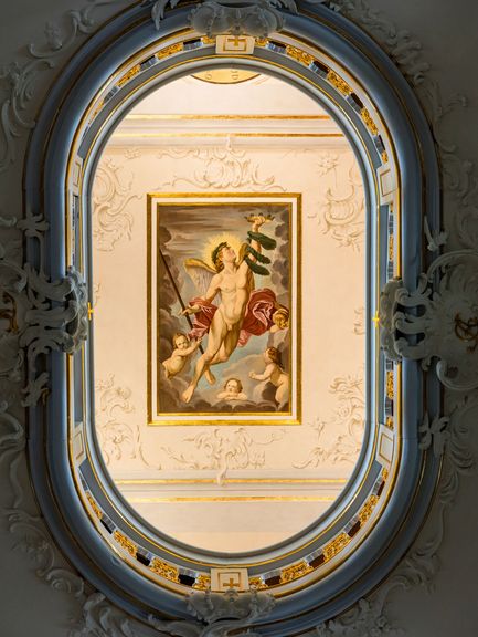 Ceiling painting at the Rococo Hall: Genius of Fame, reconstruction after Johann Heinrich Meyer 