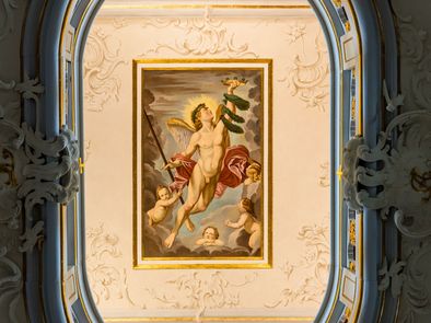 Deckengemälde im Rokokosaal: Genius des Ruhms, Rekonstruktion nach Johann Heinrich Meyer