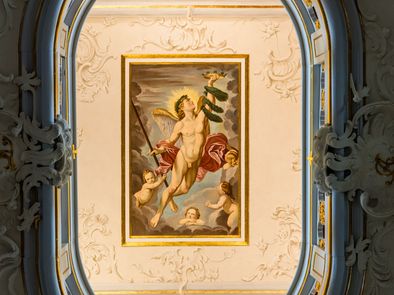 Ceiling painting at the Rococo Hall: Genius of Fame, reconstruction after Johann Heinrich Meyer 