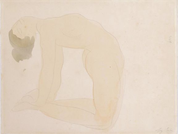  Auguste  Rodin, Weiblicher Akt, um 1906, Aquarell über Grafit 