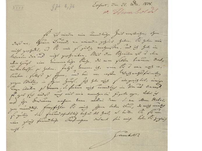 Brief des Wilhelm von Humboldts an Johann Wolfgang von Goethe