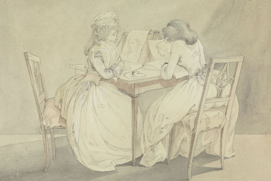 Amalie von Helvig mit Henriette von Fritsch beim Zeichnen. Georg Melchior Kraus (1737 - 1806)