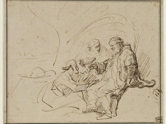  Rembrandt Harmensz van Rijn, Lot und seine Töchter, um 1635, Feder in Braun 