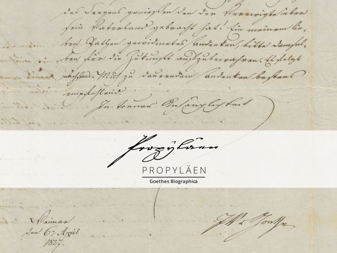Goethe Handschrift mit Logo der PROPYLÄEN