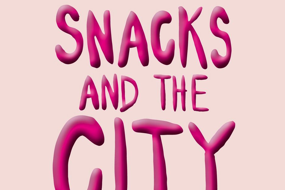 Snacks and the City The name of the initiative meeting place "Snacks and the City" is written in pink on a salmon-colored background