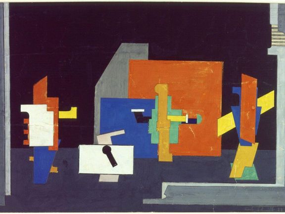  Kurt Schmidt, Entwurf für das »Mechanische Ballett«, 1923, Deckfarbe, Graphit 