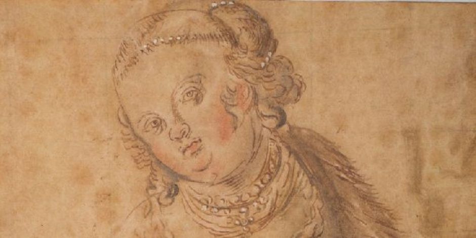 Lucretia mit nacktem Oberkörper und Dolch in der Hand