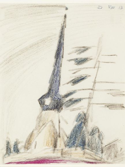  Lyonel Feininger, Kirche von Gelmeroda, 1913, farbige Kreide / Dauerleihgabe des Vereins der Freunde und Förderer der Kunstsammlungen zu Weimar 