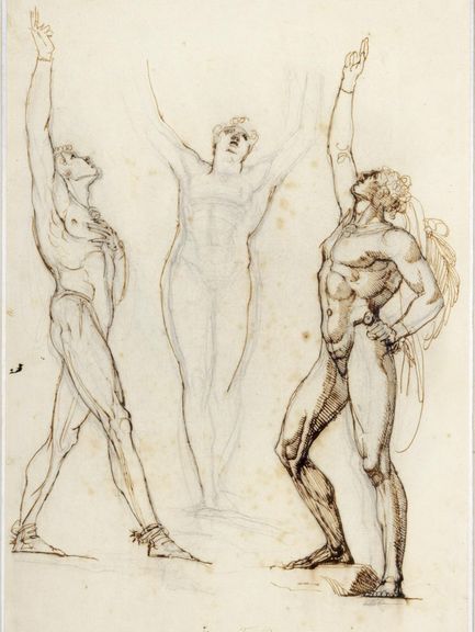  Johann Heinrich Füssli, Der Schwur auf dem Rütli, um 1778/79, Grafit, Feder in Braun 