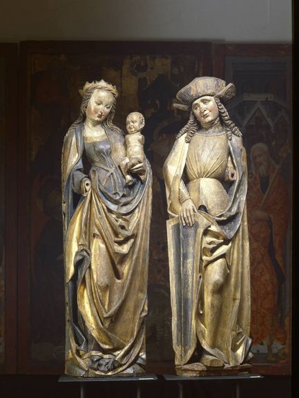  Altenburg, Werkstatt des Jakob Neumann, Madonna auf der Mondsichel und Heiliger Mauritius, Teile eines Schnitzaltars, um 1505/10 