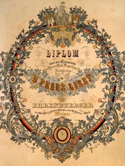  Ehrenbürgerurkunde der Stadt Weimar für Franz Liszt, 1860