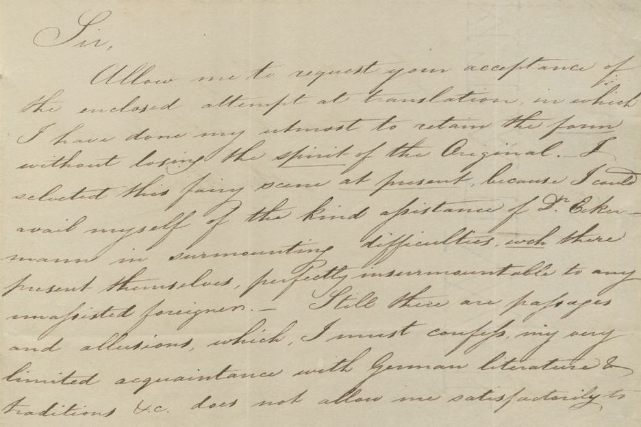 Brief von John Heavyside an Goethe, 8. Januar 1826 (Ausschnitt) ©Klassik Stiftung Weimar