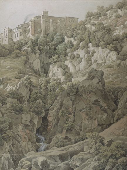 Reinhart, Johann Christian: „Das Benediktiner Kloster Santa Scolastica im Sabiner Gebirge bei Subiaco“, 1792