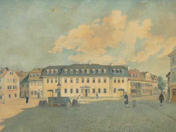 Die Ansicht vom Frauenplan um 1828, Aquarell von J.G.S. Rösel