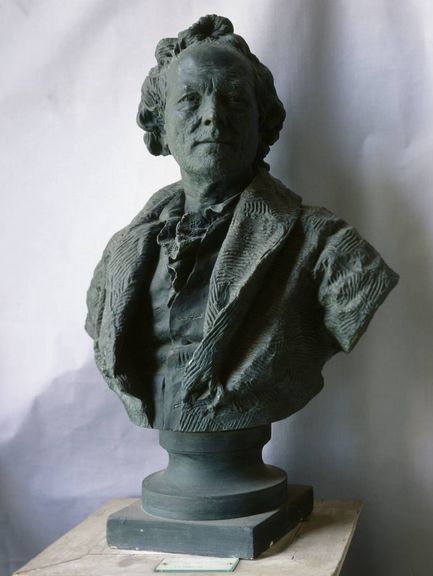 Jean Antoine Houdon, Christoph Willibald Gluck, 1775, Gips, grünlich bronziert  