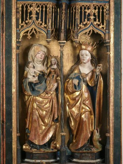  Meister des Meckfelder Altars, Martinsaltar aus Meckfeld, Seitenflügel mit Anna Selbtritt und Margarethe, um 1503