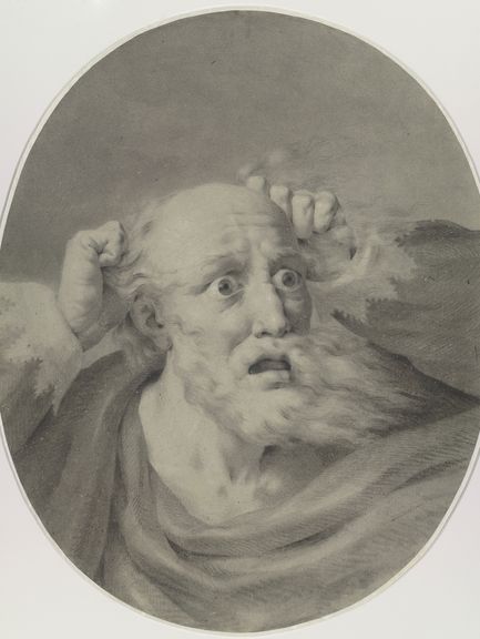 Rehberg, Friedrich: „Alter Mannes mit Vollbart, sich die Haare raufend“