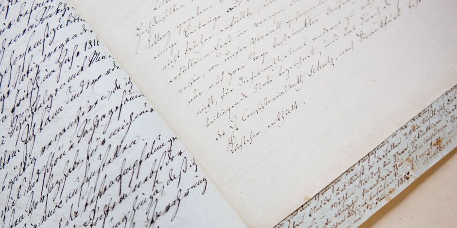 Einblick in die Briefe an Goethe in originaler Heftung.