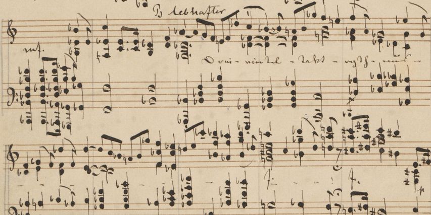 Notenmanuskript zu Friedrich Nietzsche, „Ermanarich / Symphonische Dichtung“, Klavierfassung zu zwei Händen, 1862